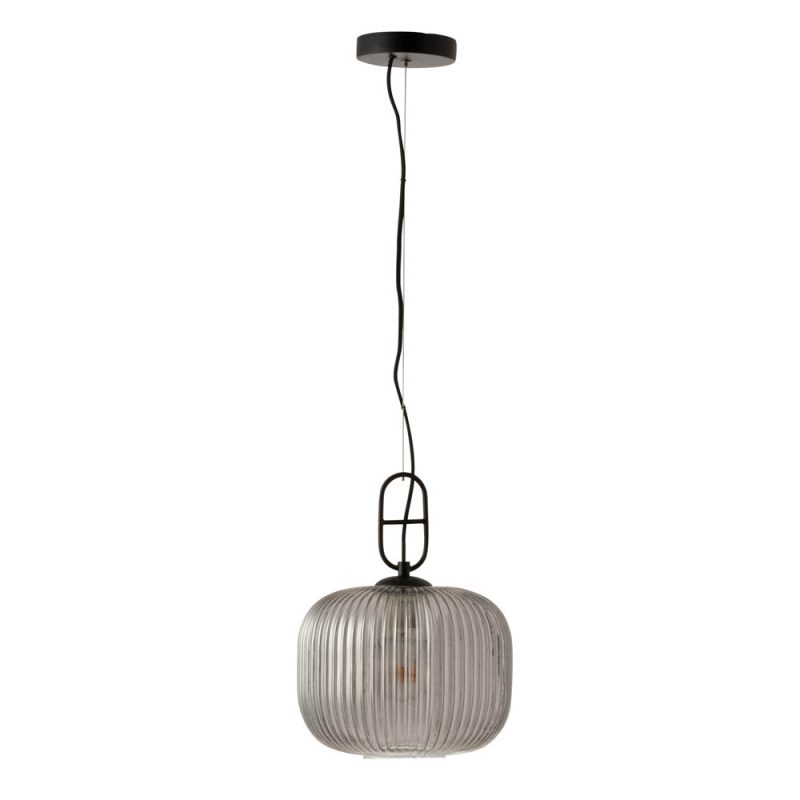 Retro ronde hanglamp ribbelglas Jolipa Yufo - Afbeelding 2