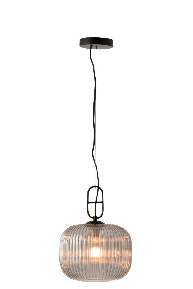 Retro ronde hanglamp ribbelglas Jolipa Yufo - Afbeelding 4