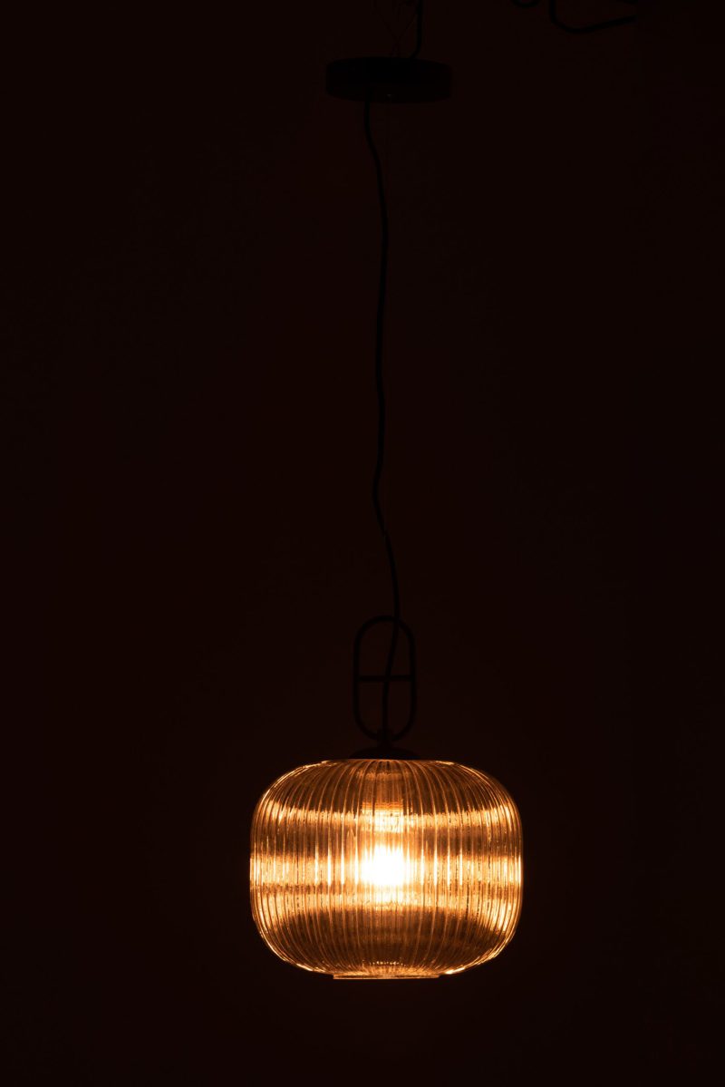 Retro ronde hanglamp ribbelglas Jolipa Yufo - Afbeelding 5