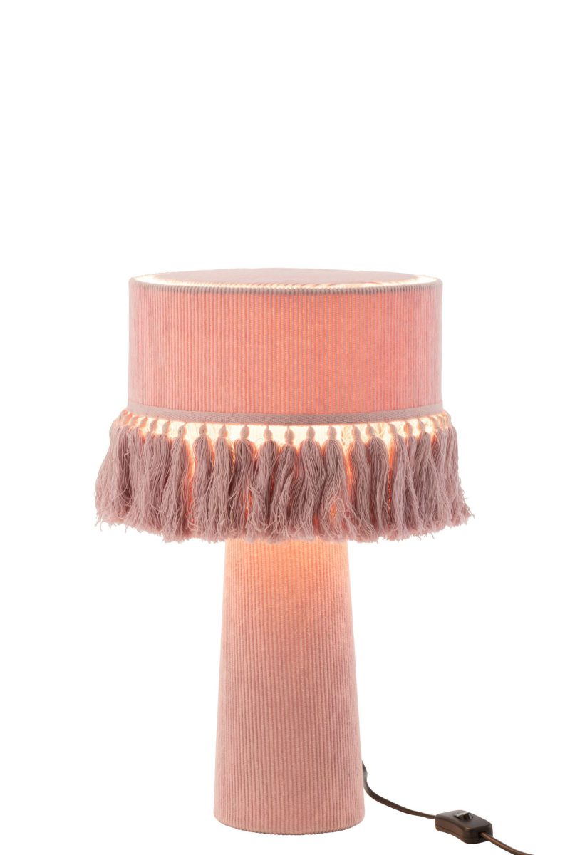 Retro roze tafellamp ribstof Jolipa Eve - Afbeelding 3