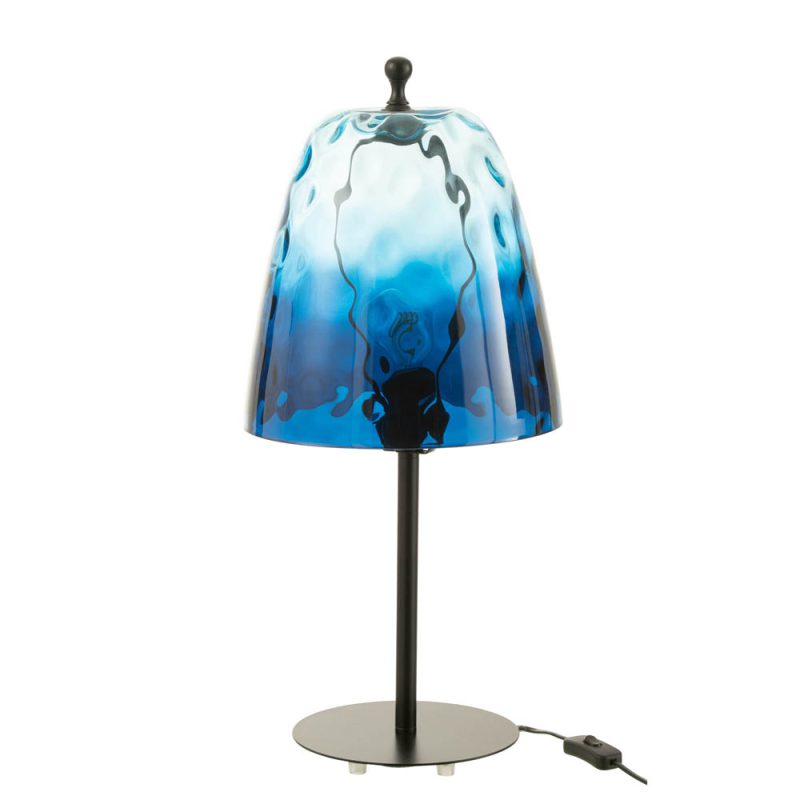Retro tafellamp blauw glas Jolipa Oceane - Afbeelding 2