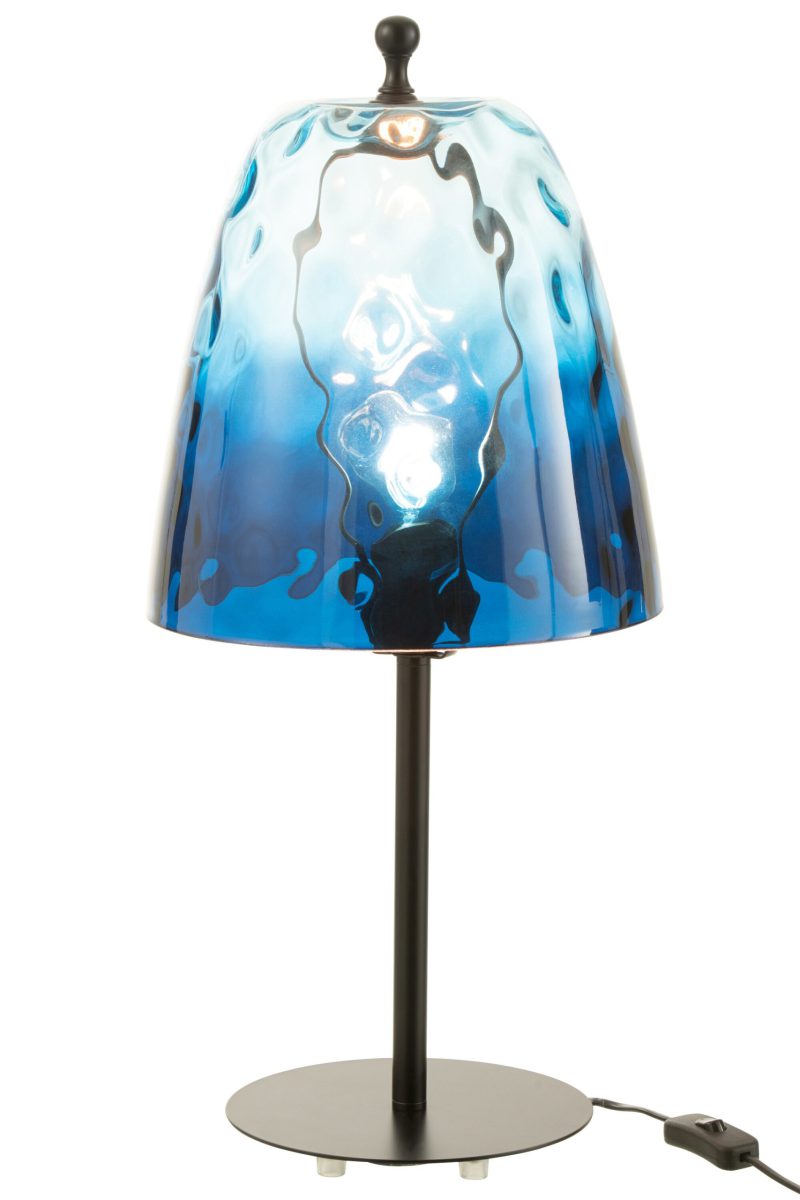Retro tafellamp blauw glas Jolipa Oceane - Afbeelding 3