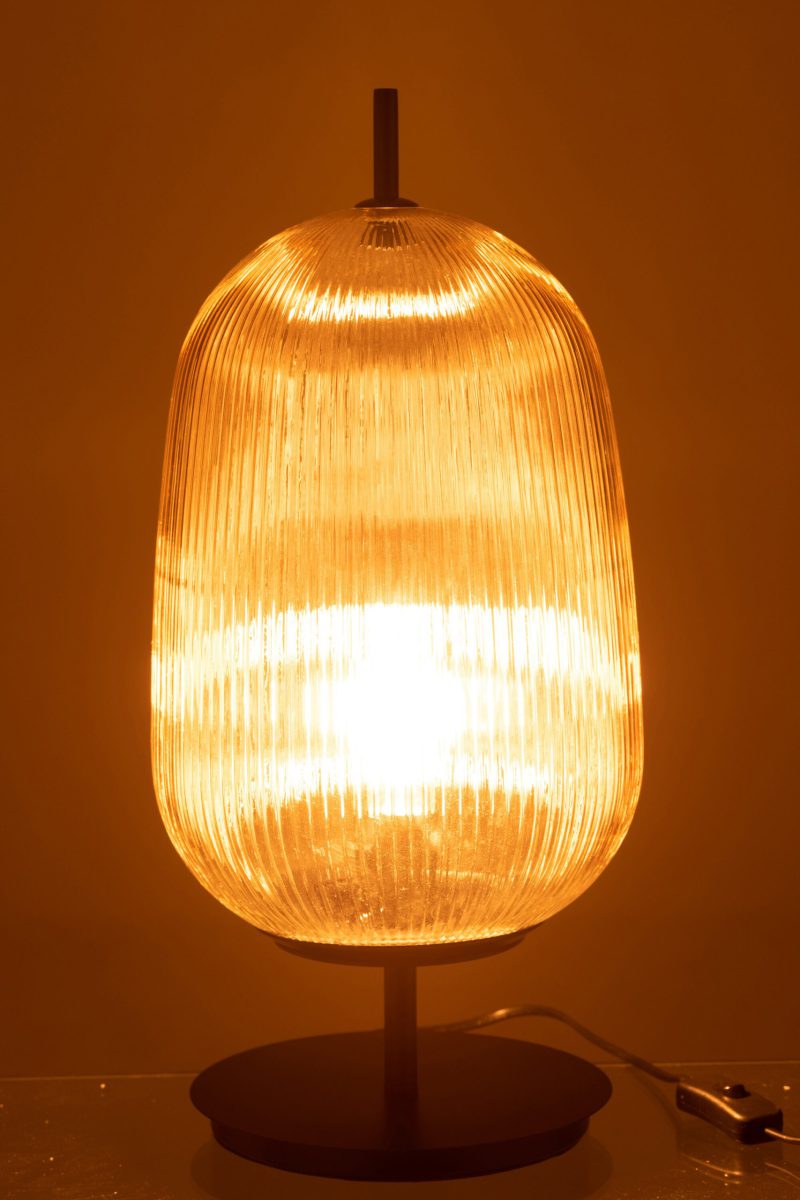 Retro tafellamp geel ribbelglas Jolipa Oasis - Afbeelding 5
