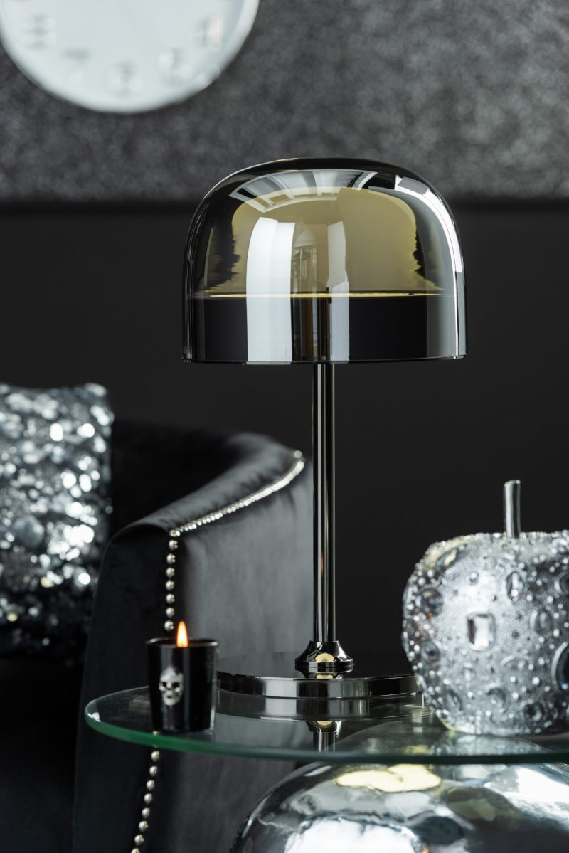 Retro tafellamp zwart rookglas Jolipa Topja - Afbeelding 8