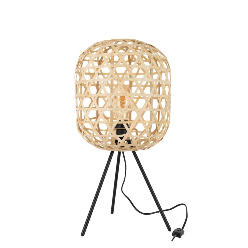 Retro zwart met beige tafellamp driepoot Jolipa Niko - Afbeelding 2