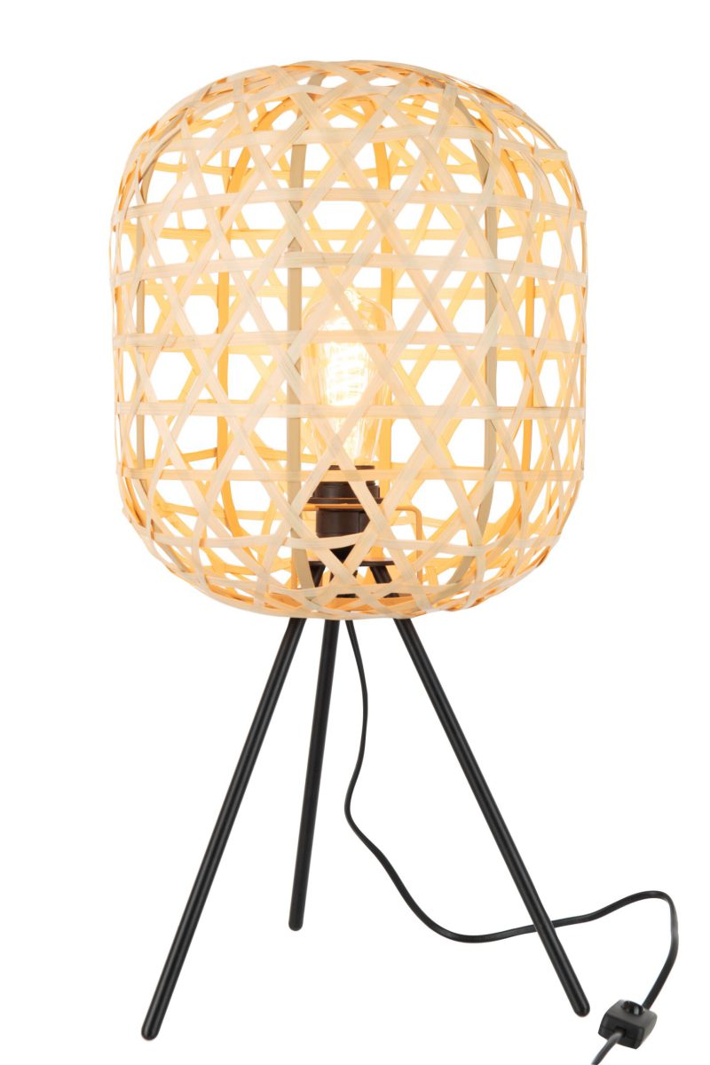 Retro zwart met beige tafellamp driepoot Jolipa Niko - Afbeelding 3