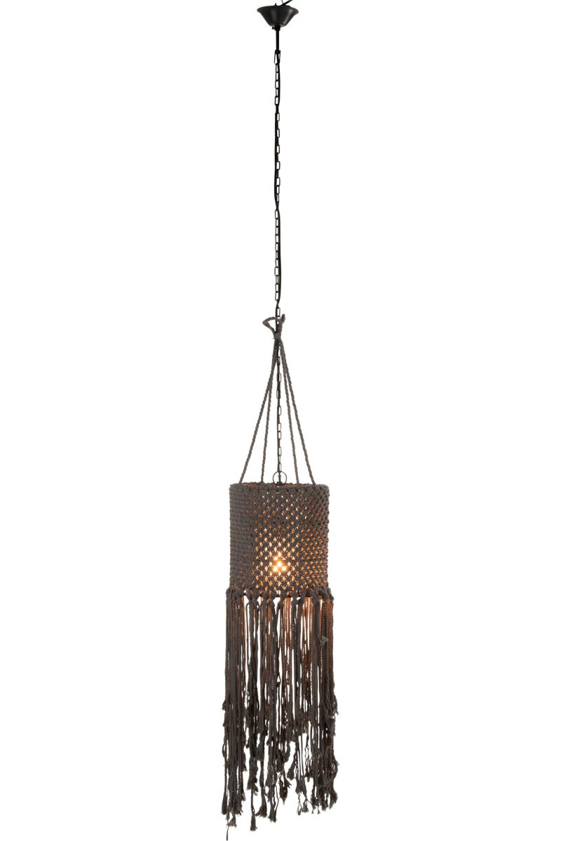 Retro zwarte hanglamp geknoopt touw Jolipa Macrame - Afbeelding 3