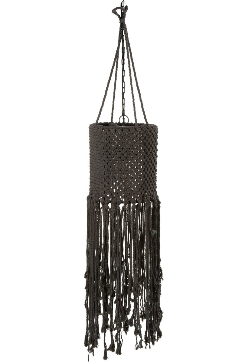 Retro zwarte hanglamp geknoopt touw Jolipa Macrame - Afbeelding 5
