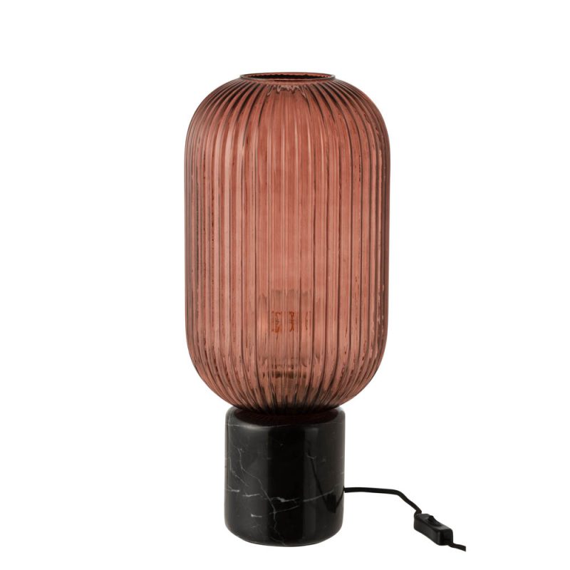 Retro zwarte tafellamp geribbeld glas Jolipa Yufo - Afbeelding 2