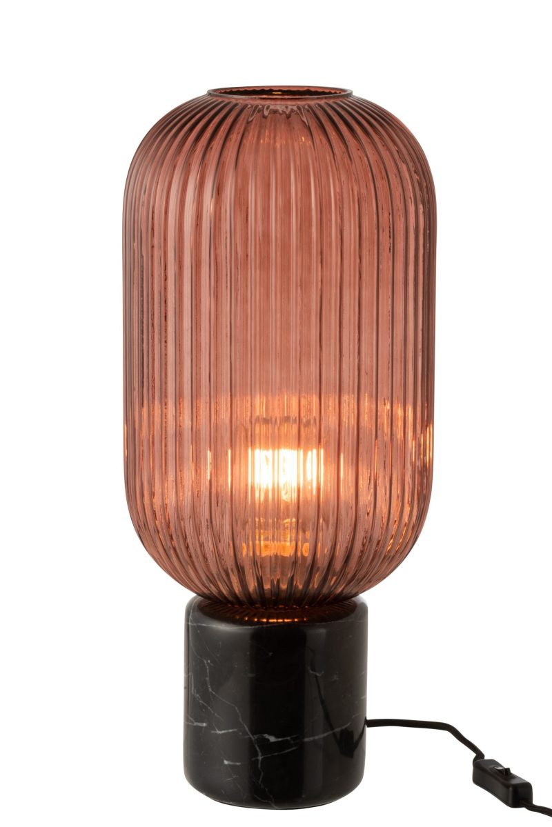 Retro zwarte tafellamp geribbeld glas Jolipa Yufo - Afbeelding 4