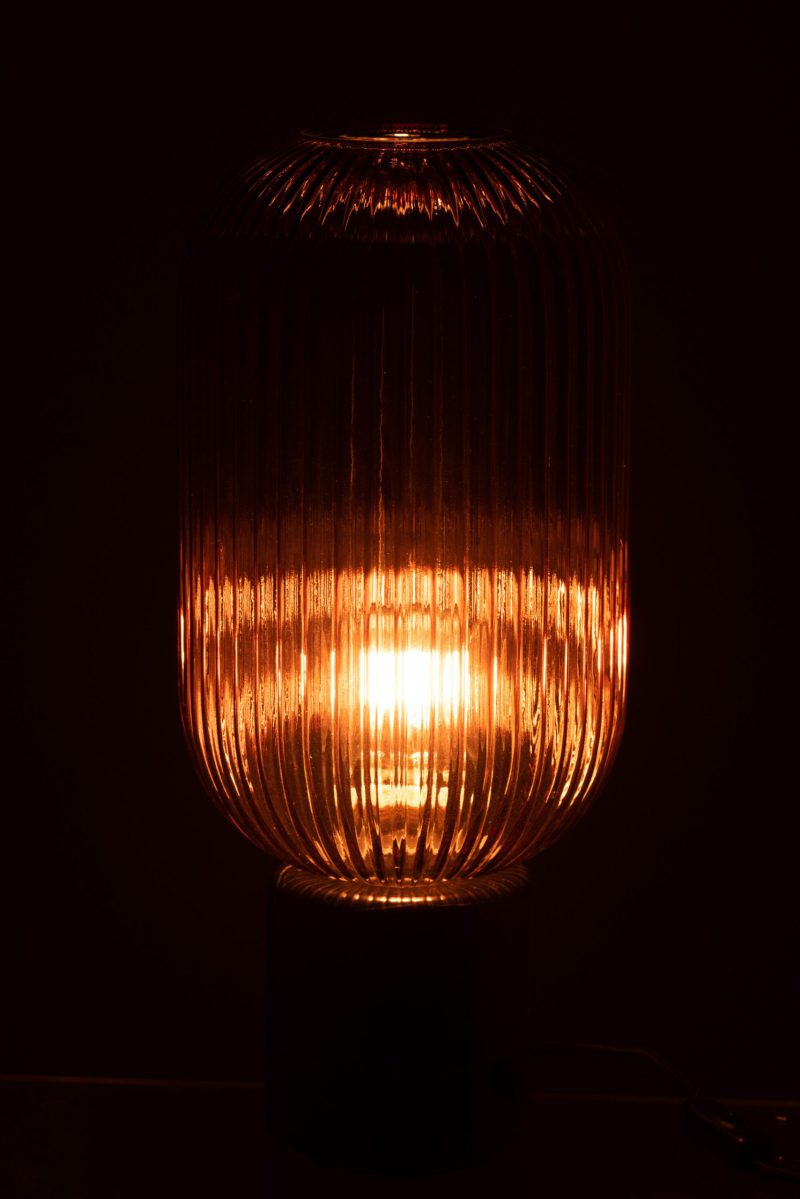 Retro zwarte tafellamp geribbeld glas Jolipa Yufo - Afbeelding 5