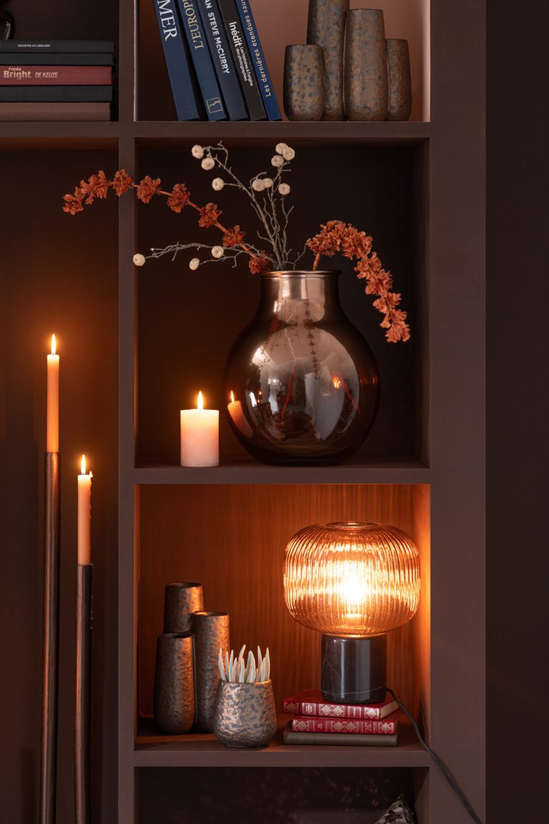 Retro zwarte tafellamp met rood glas Jolipa Yufo - Afbeelding 6