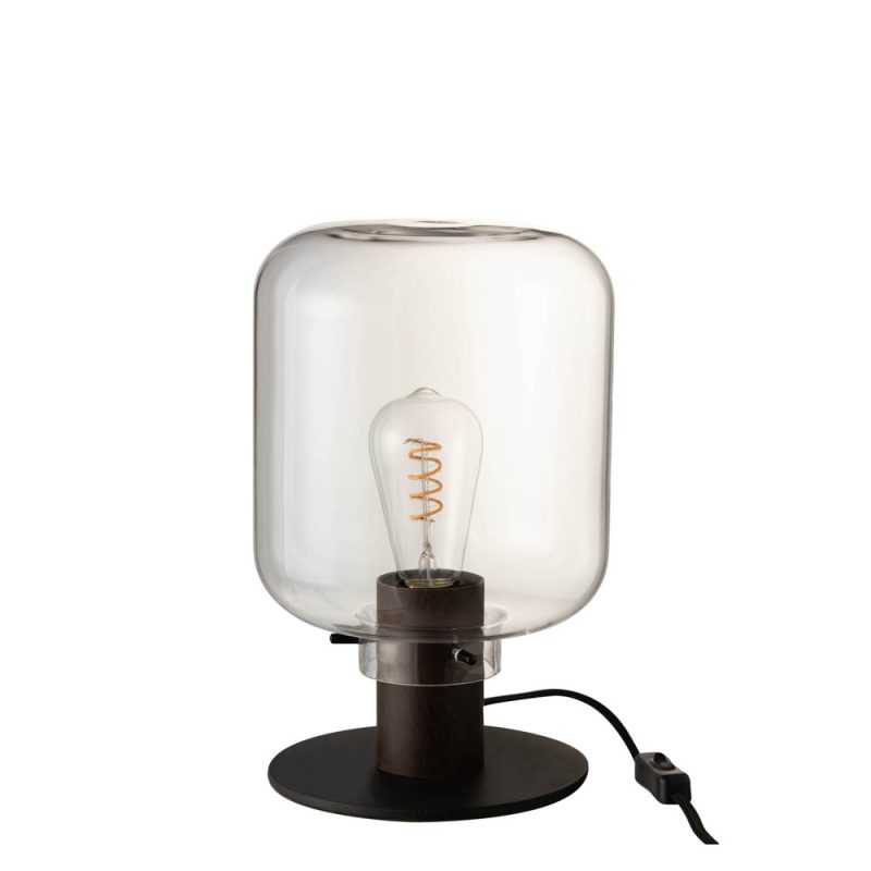 Retro zwarte tafellamp met rookglas Jolipa Kiyu - Afbeelding 2