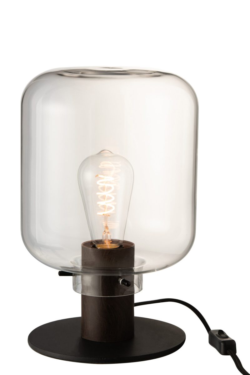 Retro zwarte tafellamp met rookglas Jolipa Kiyu - Afbeelding 4
