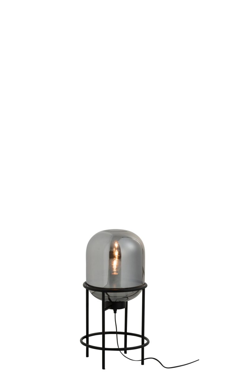 Retro zwarte tafellamp rookglas Jolipa Sasha - Afbeelding 3
