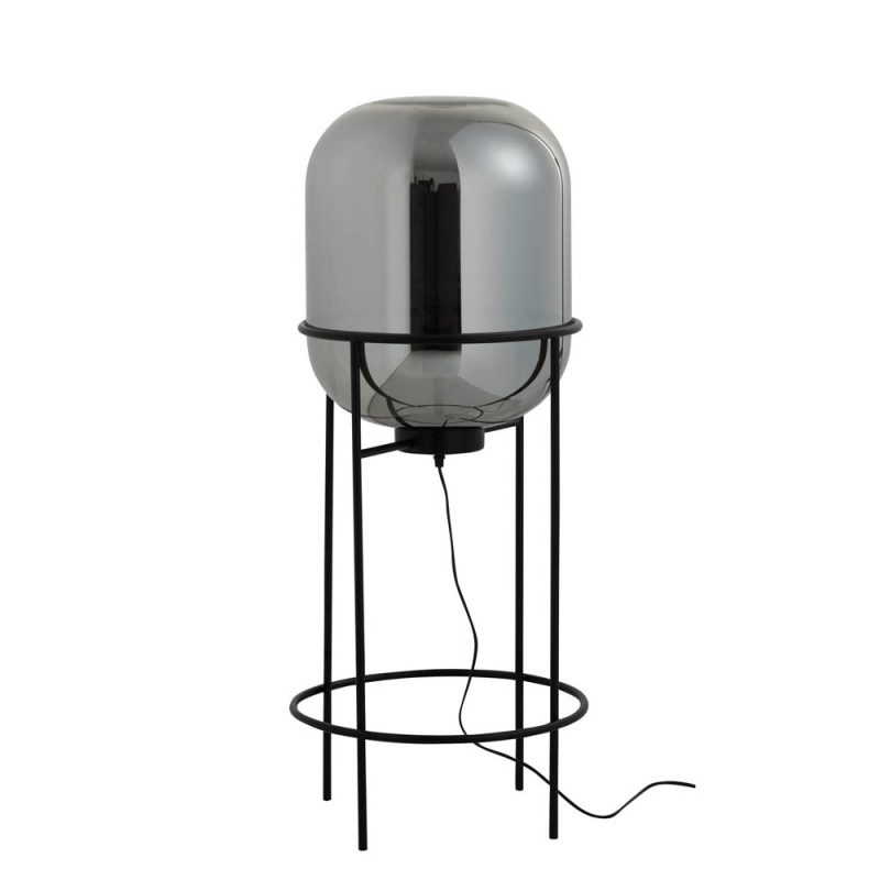 Retro zwarte tafellamp rookglas Jolipa Sasha - Afbeelding 2