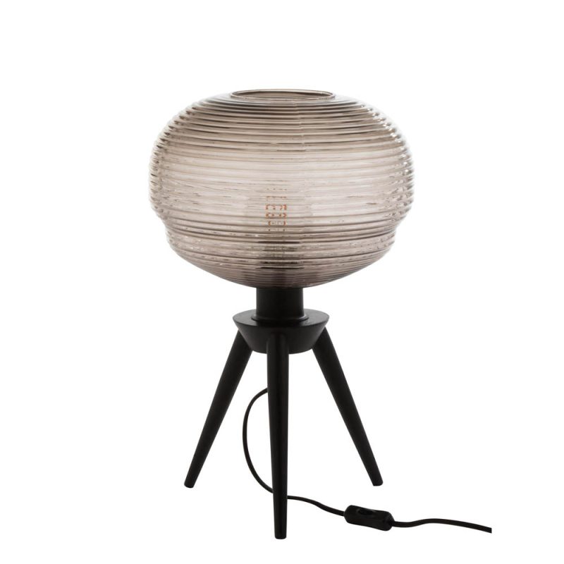 Retro zwarte tafellamp rookglas Jolipa Teri - Afbeelding 2