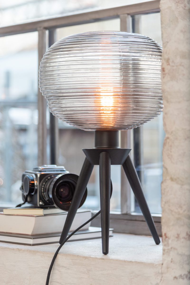 Retro zwarte tafellamp rookglas Jolipa Teri - Afbeelding 3