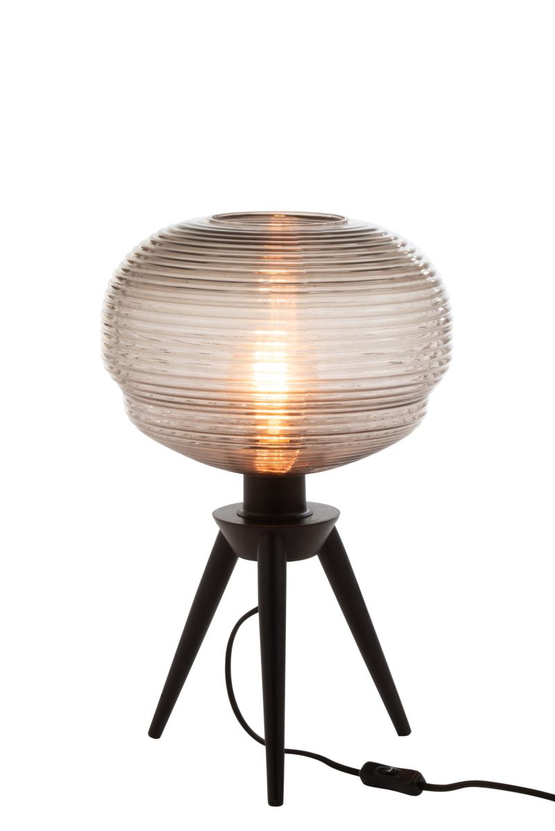 Retro zwarte tafellamp rookglas Jolipa Teri - Afbeelding 4