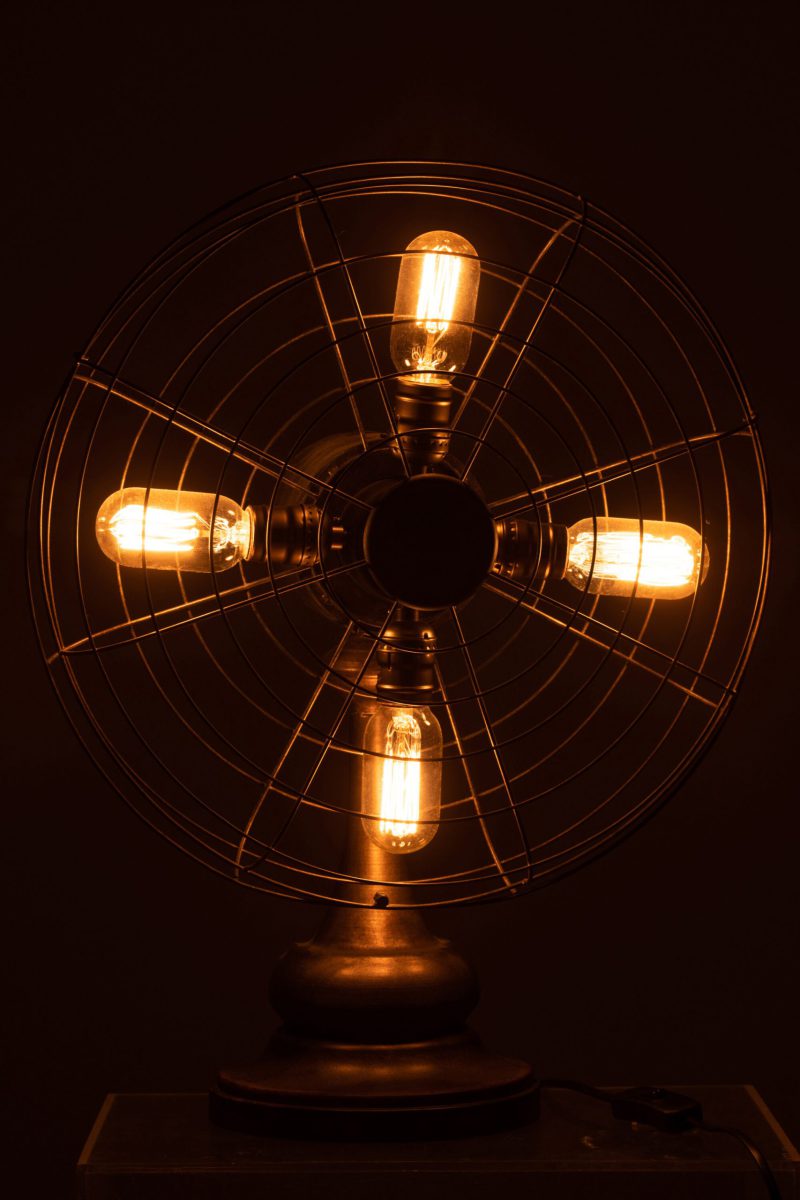 Retro zwarte tafelventilator met vier lichtpunten Jolipa Buzzy - Afbeelding 4