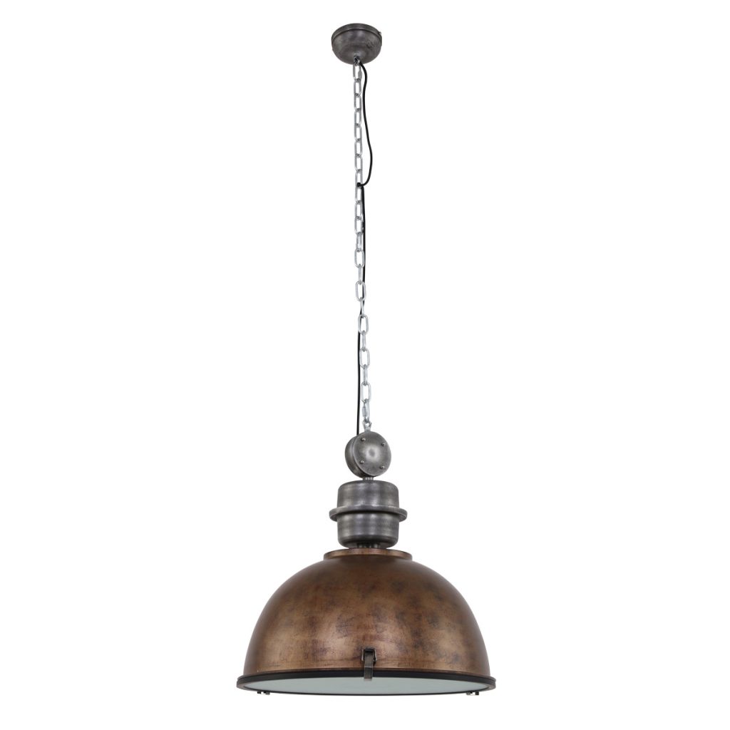 Industriële glazen bruine metalen hanglamp Steinhauer Bikkel - Afbeelding 2