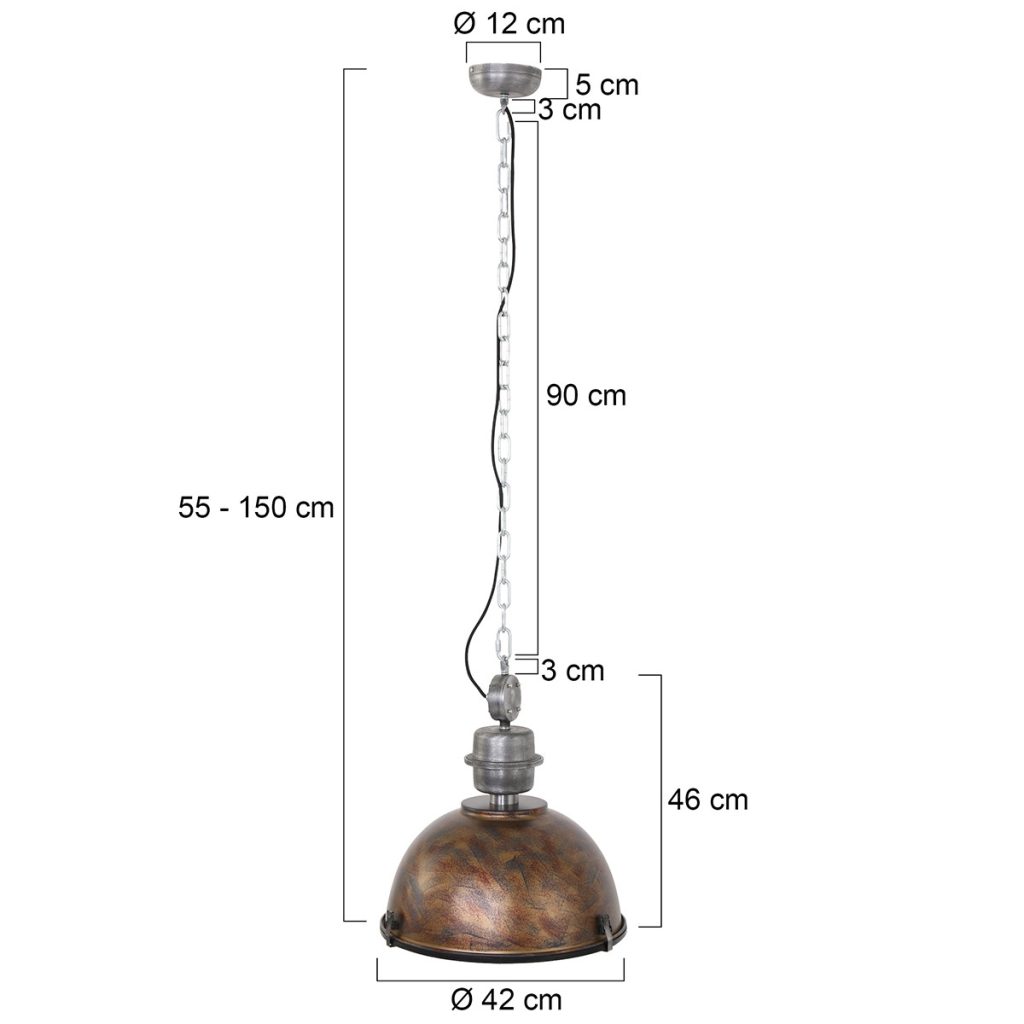 Robuuste koepelvormige hanglamp bruin metaal/glas Steinhauer Bikkel - Afbeelding 8
