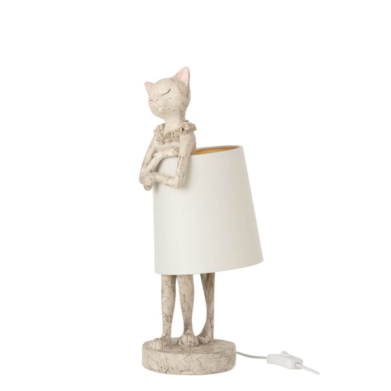 Romantische witte tafellamp kat Jolipa Cat poly - Afbeelding 2