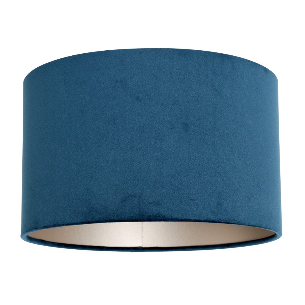 ronde-blauwe-velvet-lampenkap-30-cm-steinhauer-lampenkappen-k7396zs