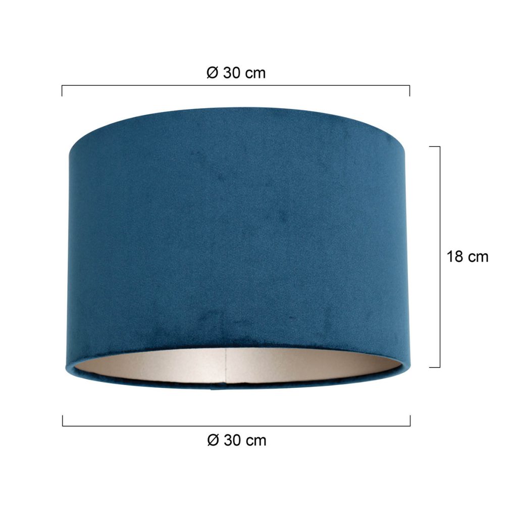 Moderne blauwe velours lampenkap Steinhauer  - Ø 30 cm - Afbeelding 6