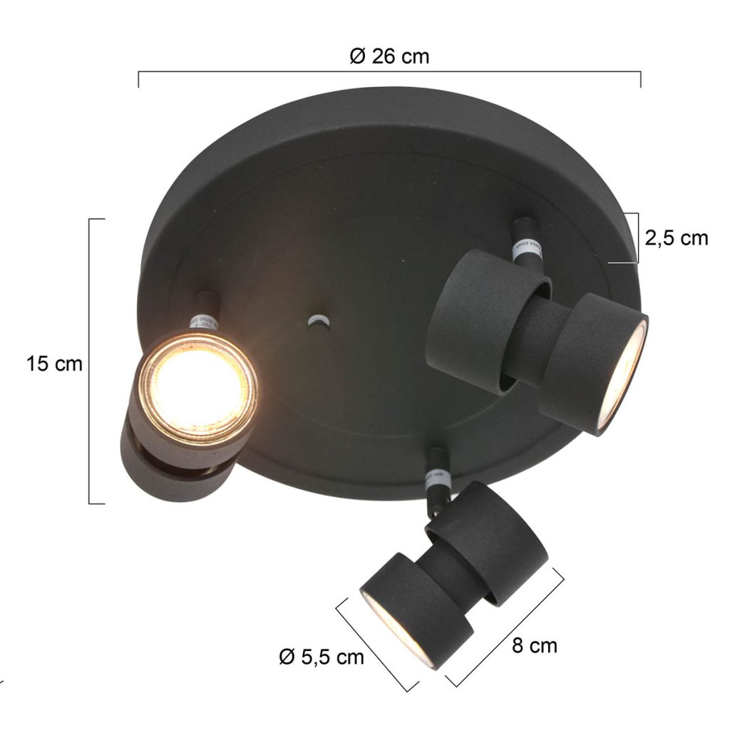 Moderne metalen zwarte plafonnière Steinhauer Natasja led - Afbeelding 6