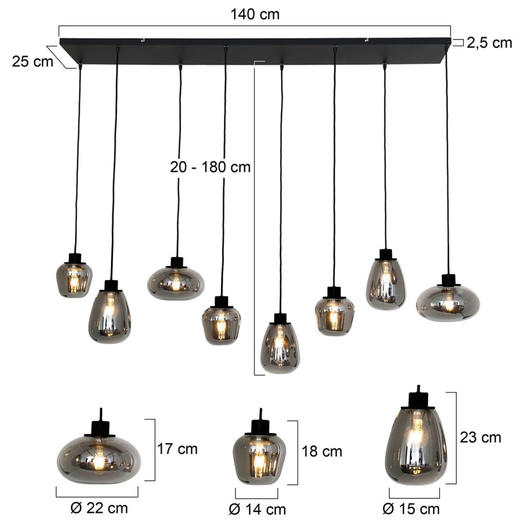 Rookglas eettafellamp Steinhauer Reflexion - Afbeelding 7