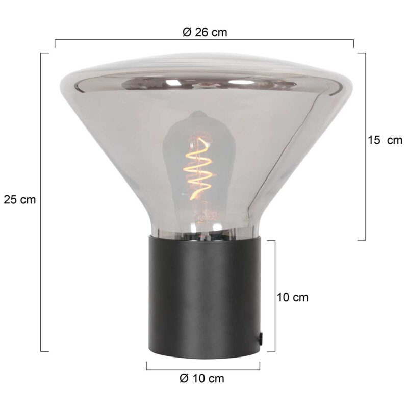 steinhauer-tafellamp-ambiance-zwart-glasmetaalsmokeglas-ø26cm-e27-3401zw-1