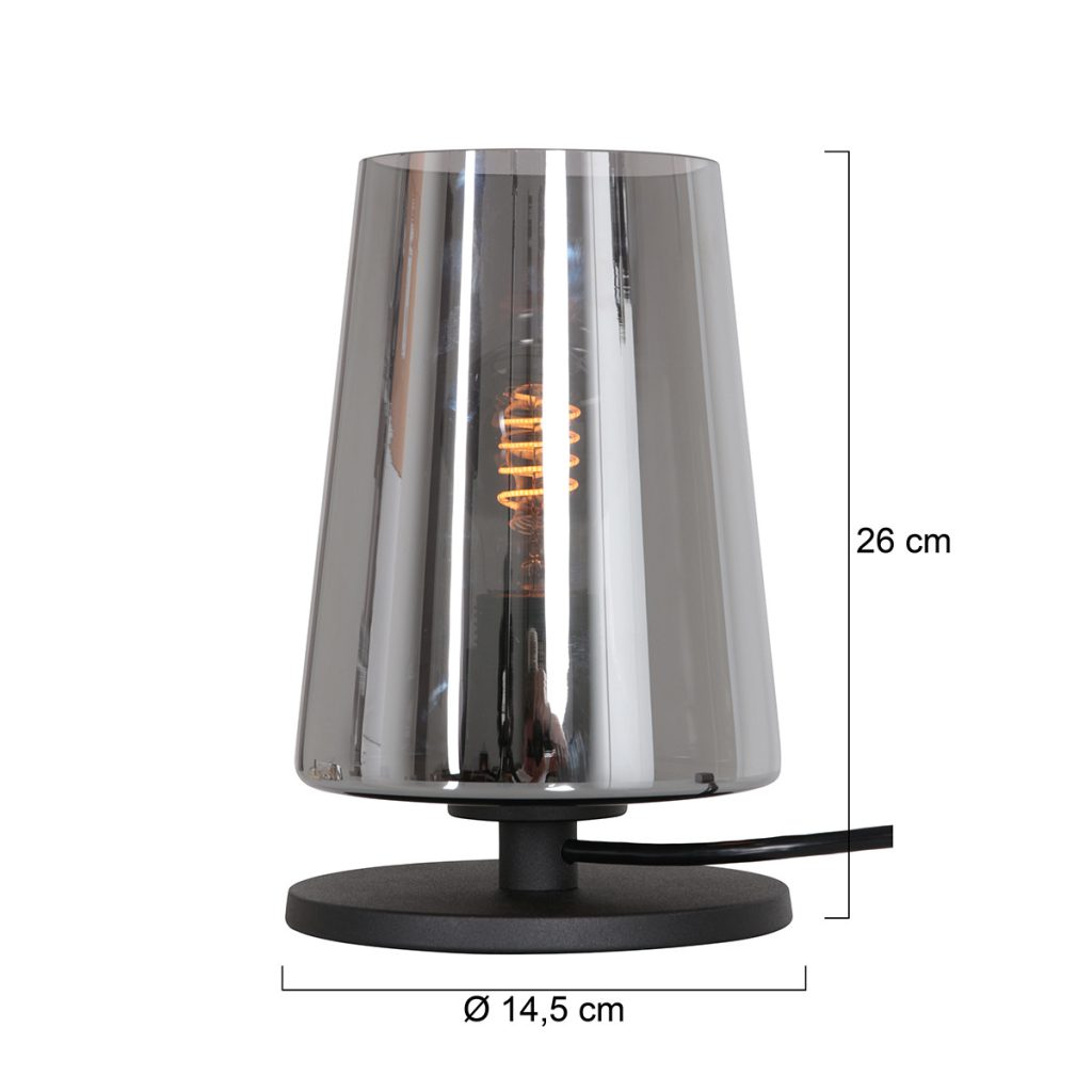 Conische zwarte tafellamp rookglas Steinhauer Ancilla - Afbeelding 7
