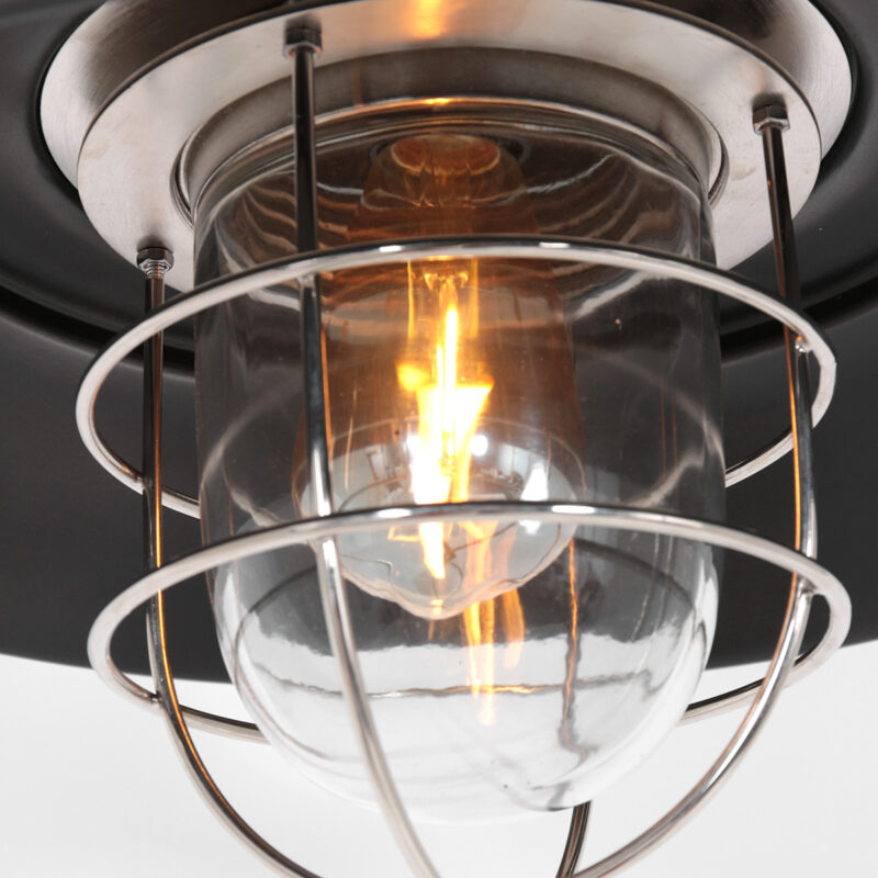 Retro aluminium stalen glazen hanglamp Steinhauer Tuk - Afbeelding 6