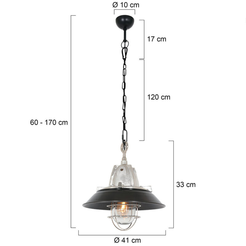 Retro aluminium stalen glazen hanglamp Steinhauer Tuk - Afbeelding 7