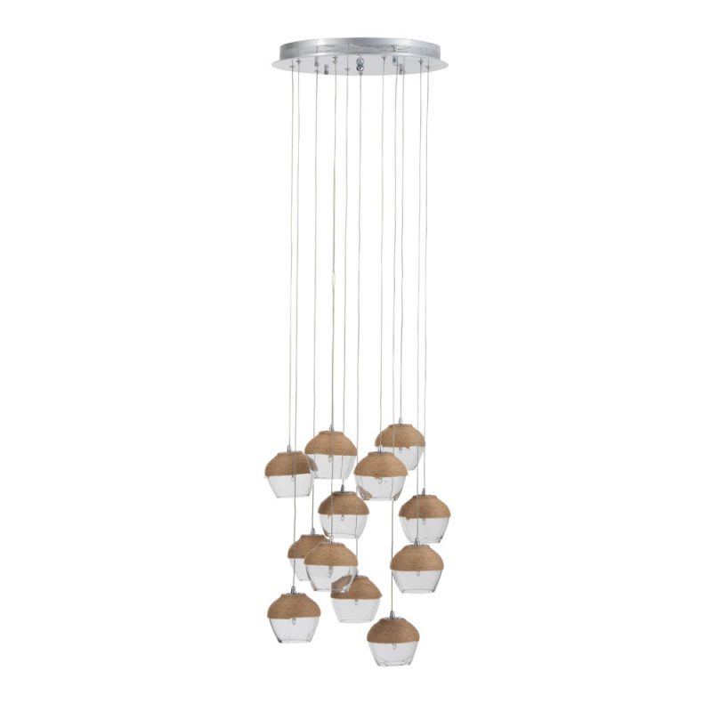Rustieke beige hanglamp twaalf lichtpunten Jolipa Henry - Afbeelding 2
