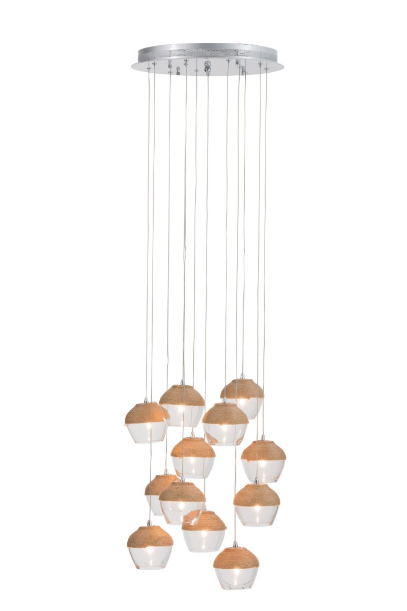 Rustieke beige hanglamp twaalf lichtpunten Jolipa Henry - Afbeelding 3
