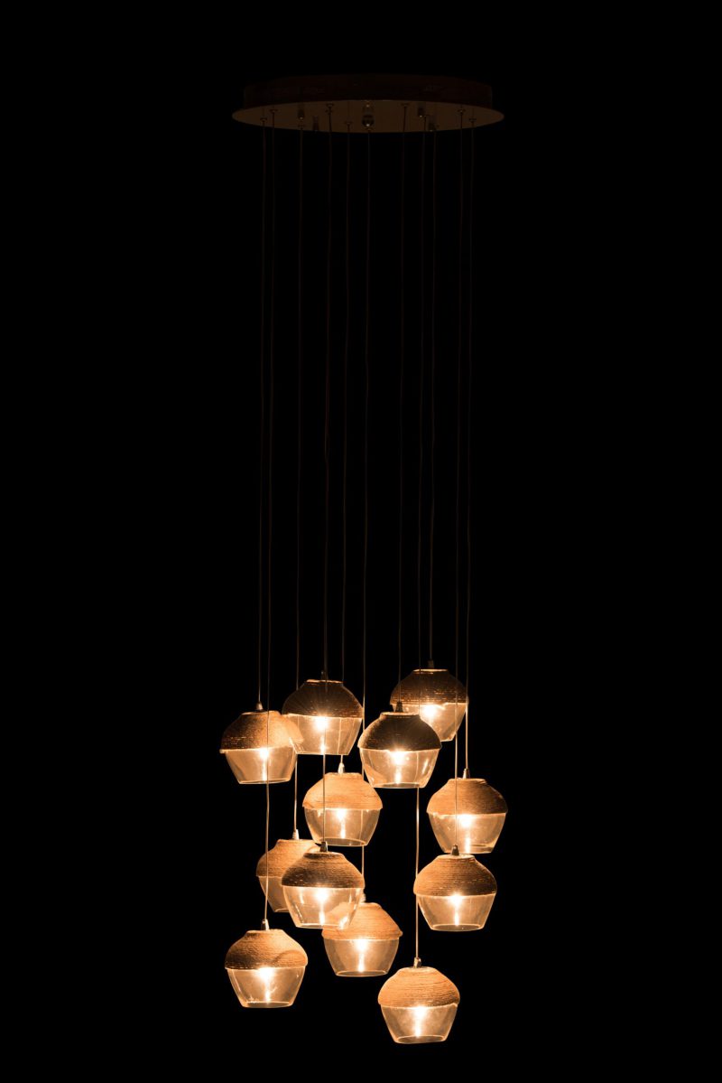 Rustieke beige hanglamp twaalf lichtpunten Jolipa Henry - Afbeelding 4