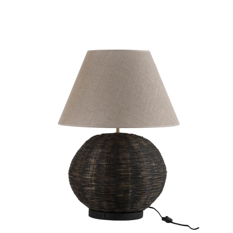 Rustieke beige met zwarte tafellamp Jolipa Ozzy - Afbeelding 2