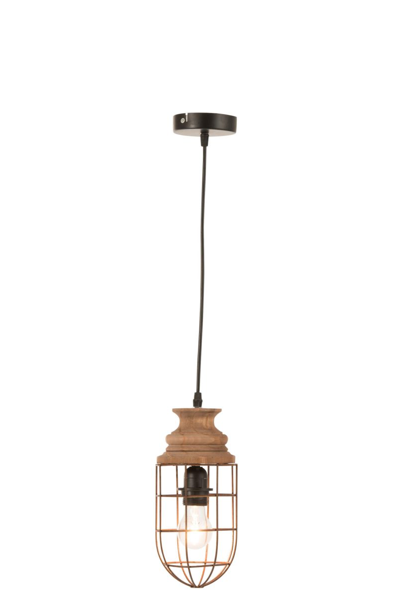 Rustieke bruine houten scheepslamp hanglamp Jolipa Tune - Afbeelding 3