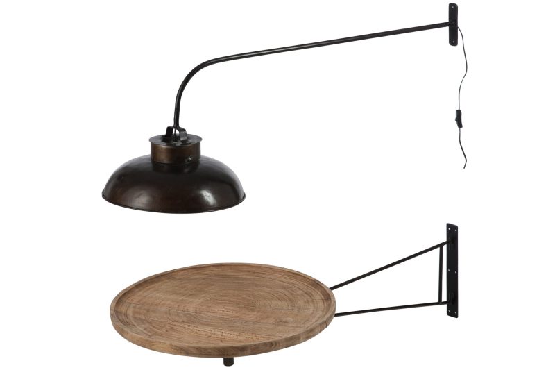 Rustieke bruine metalen wandlamp Jolipa Chey - Afbeelding 3