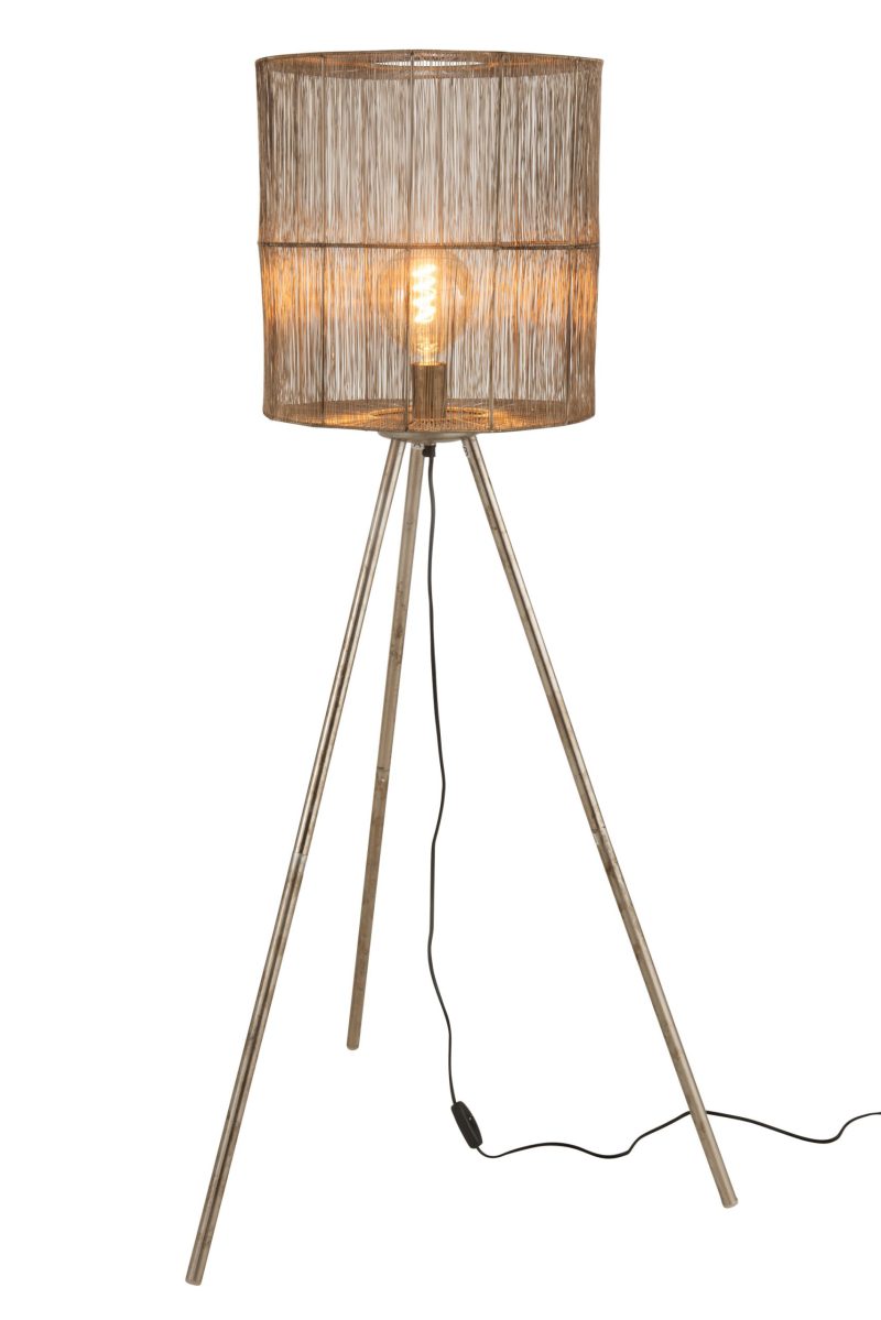 Rustieke bruine tafellamp driepoot Jolipa Antique - Afbeelding 4
