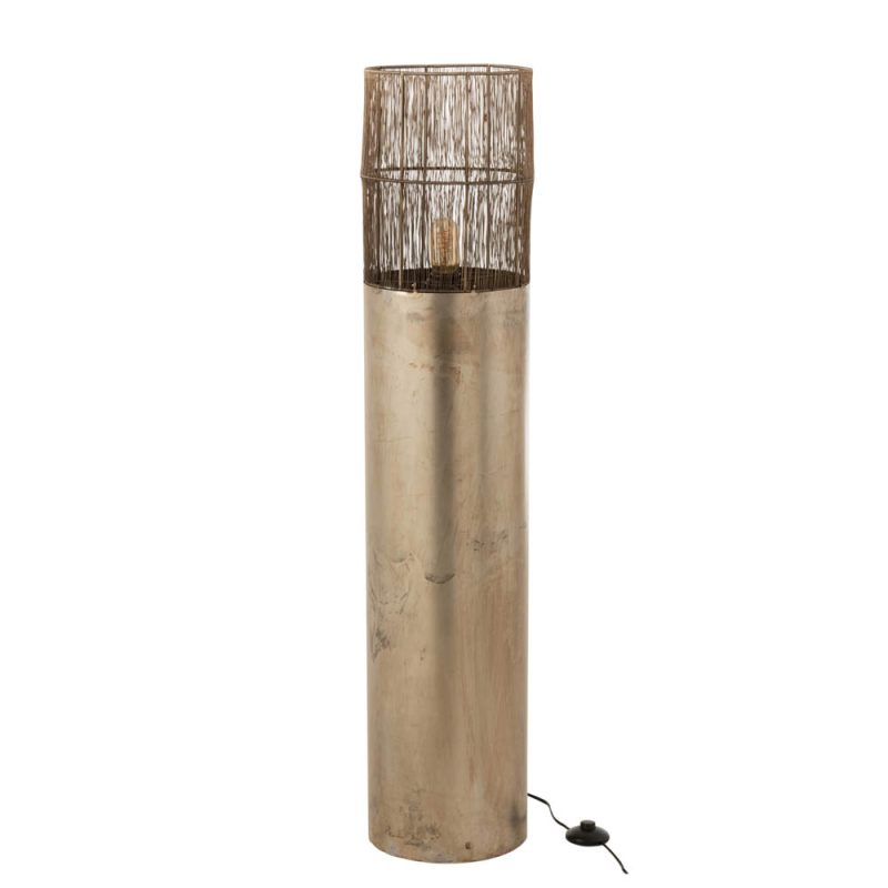 Rustieke goud met bruine vloerlamp Jolipa Nona - Afbeelding 2