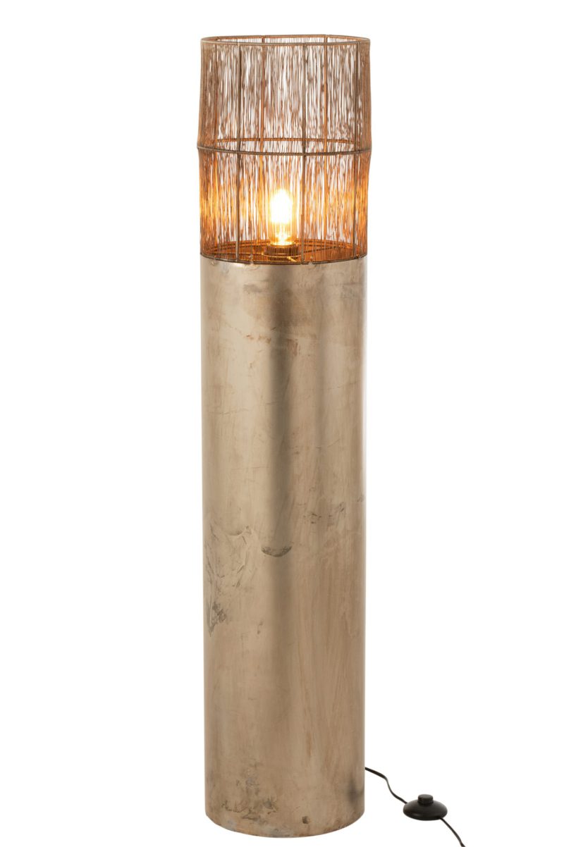 Rustieke goud met bruine vloerlamp Jolipa Nona - Afbeelding 3