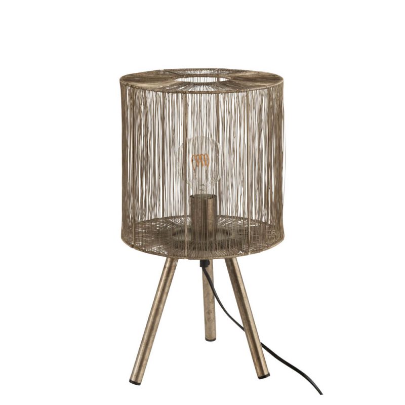 Rustieke gouden tafellamp driepoot Jolipa Antique - Afbeelding 2