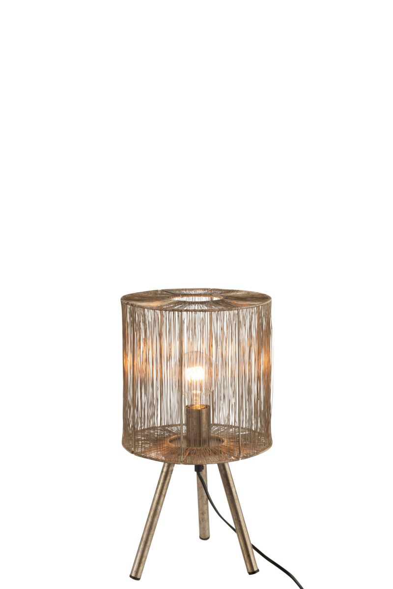Rustieke gouden tafellamp driepoot Jolipa Antique - Afbeelding 4