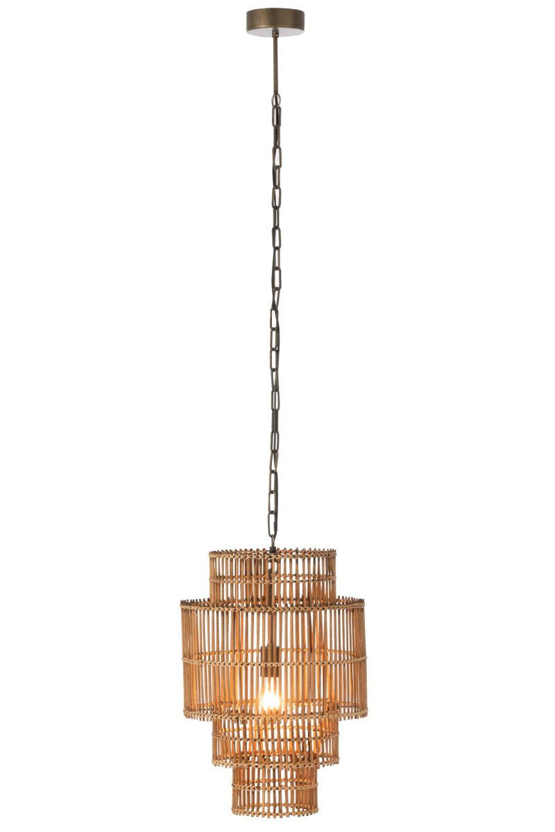 Rustieke houten beige hanglamp tapvormig Jolipa Max - Afbeelding 3