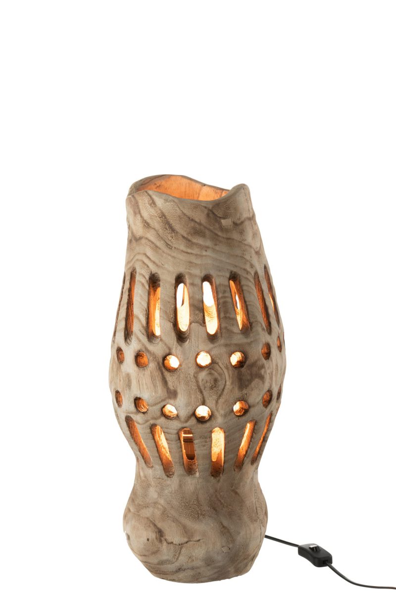Rustieke houten beige tafellamp Jolipa Valerie - Afbeelding 3