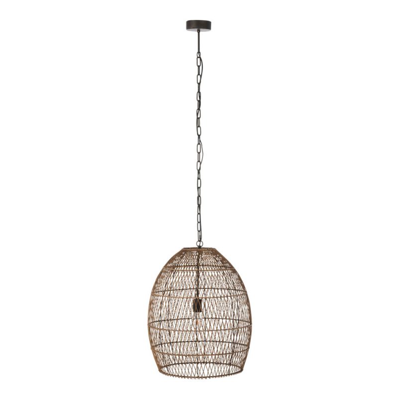 Rustieke houten bruine hanglamp Jolipa Brady - Afbeelding 2