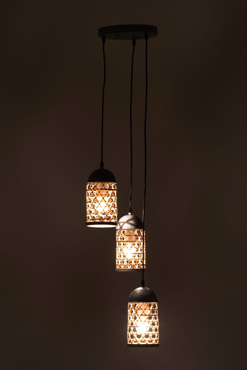 Rustieke houten hanglamp drie lichtpunten Jolipa Merlin - Afbeelding 4